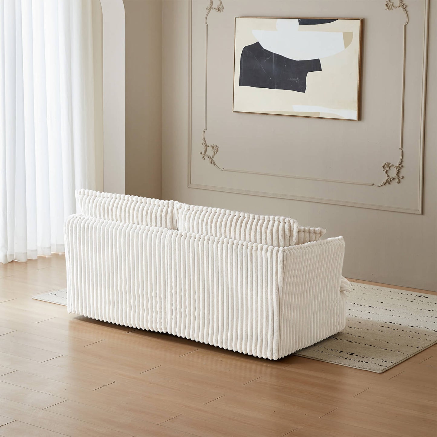 Guyii Oversized Loveseat Sofa with 2 Pillows, Faux Rabbit Fur Fabric Couch