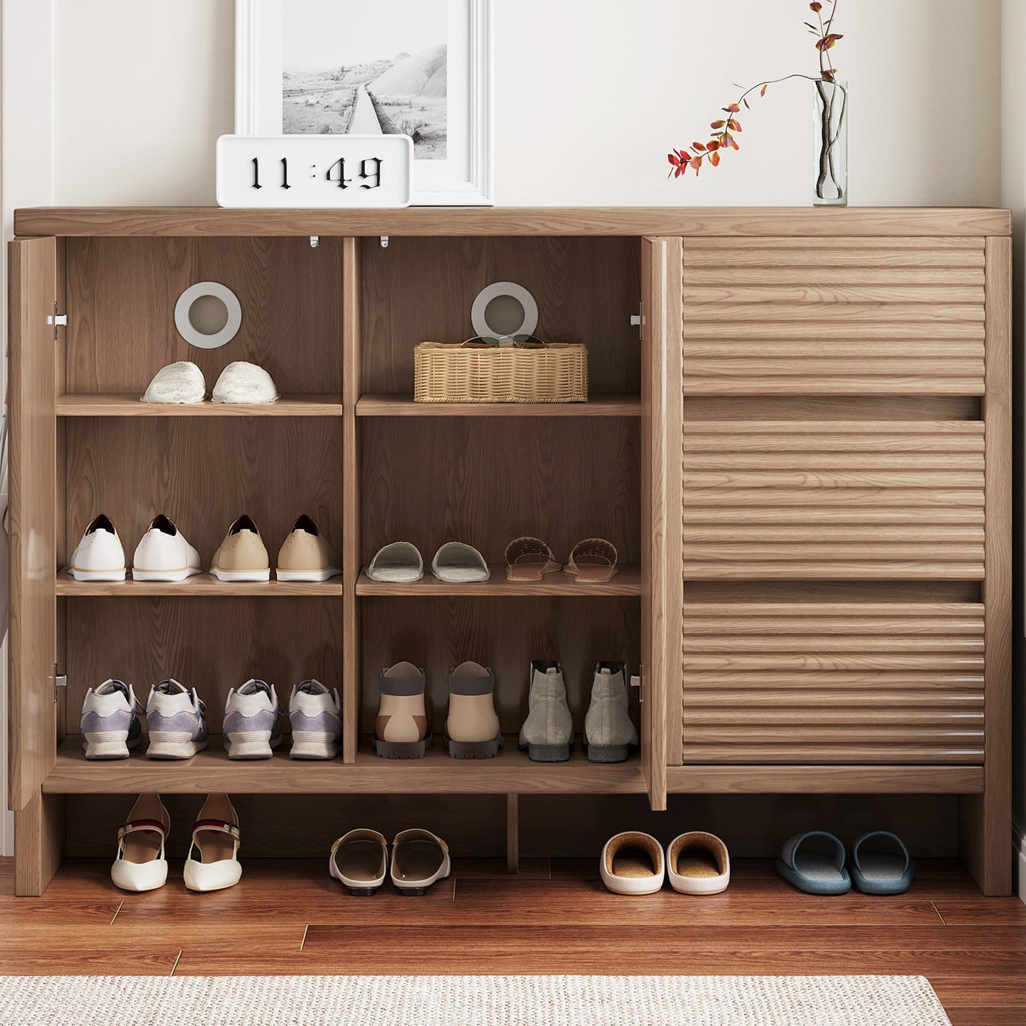 Guyii 3-Tier Shoe Storage Cabinet with 3 Drawers, Slim Entryway Organizer with Legs