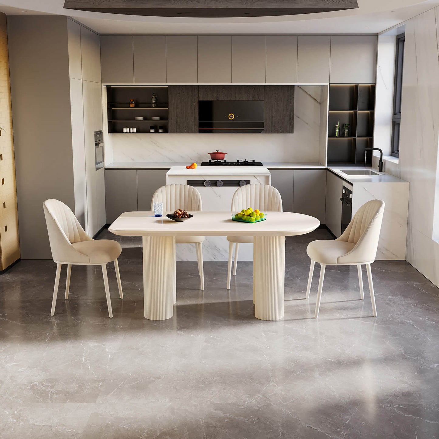 Guyii 55.11" Dining Table Set with 4 Chairs, Modern Kitchen Table Set | Q5209-UK