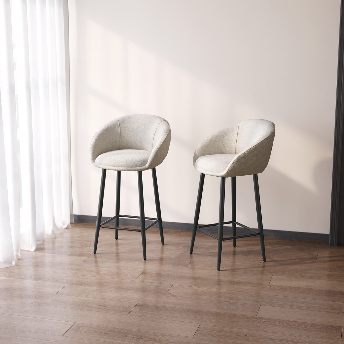 Guyii 2-Pack Counter Stools Set, 35.43" H Linen Fabric Bar Chairs
