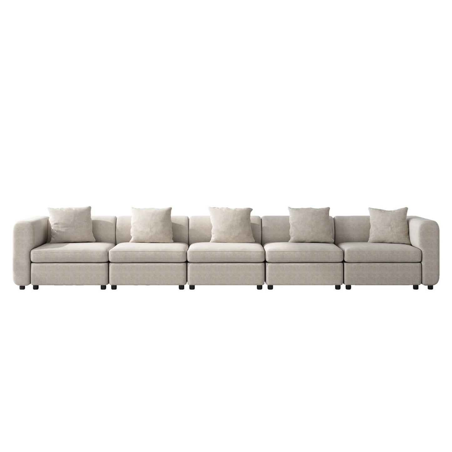 Guyii Velvet Sectional Sofa, Modern Oversized 5-Seat Sofa with 5 Pillows