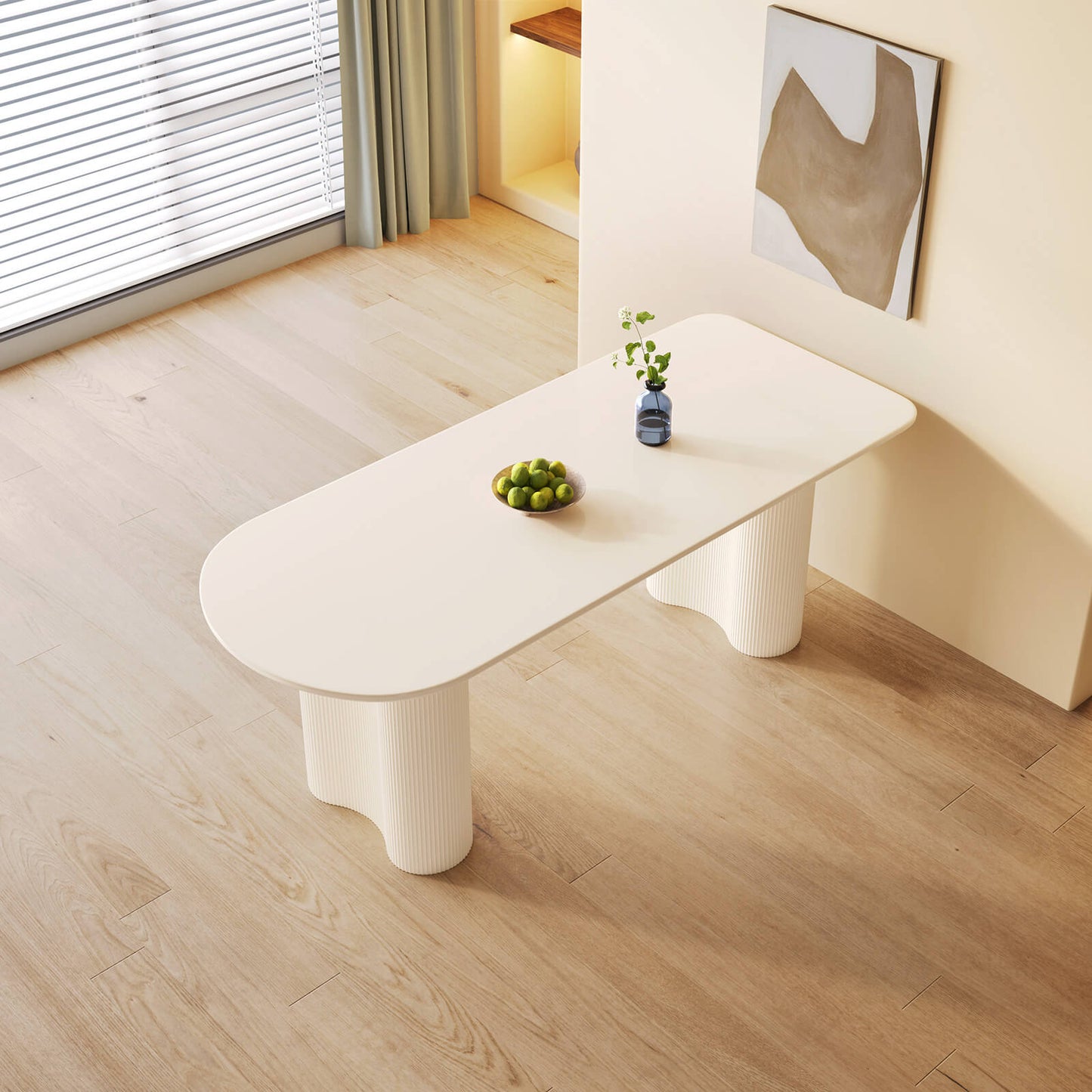 Guyii 70.86" White Oval Dining Table, Modern Kitchen Table for 6 People