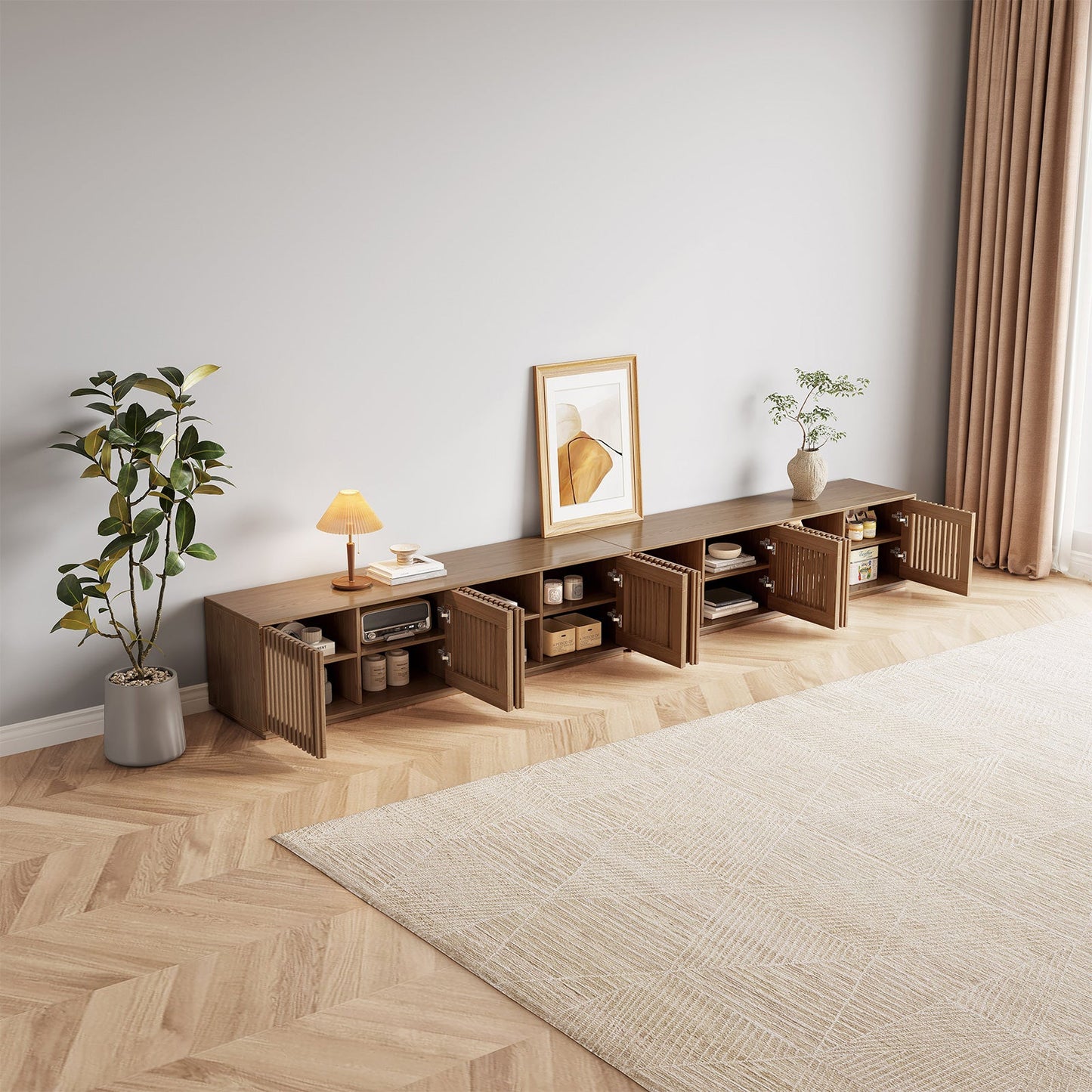 Guyii Modern TV Stand, Entertainment Center for 55/60 Inch TV with Storage, Media Console