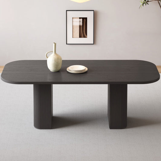 Guyii 65" Rectangular Farmhouse Dining Table for 4–6, Large Black Kitchen Table for Dining Room, Living Room