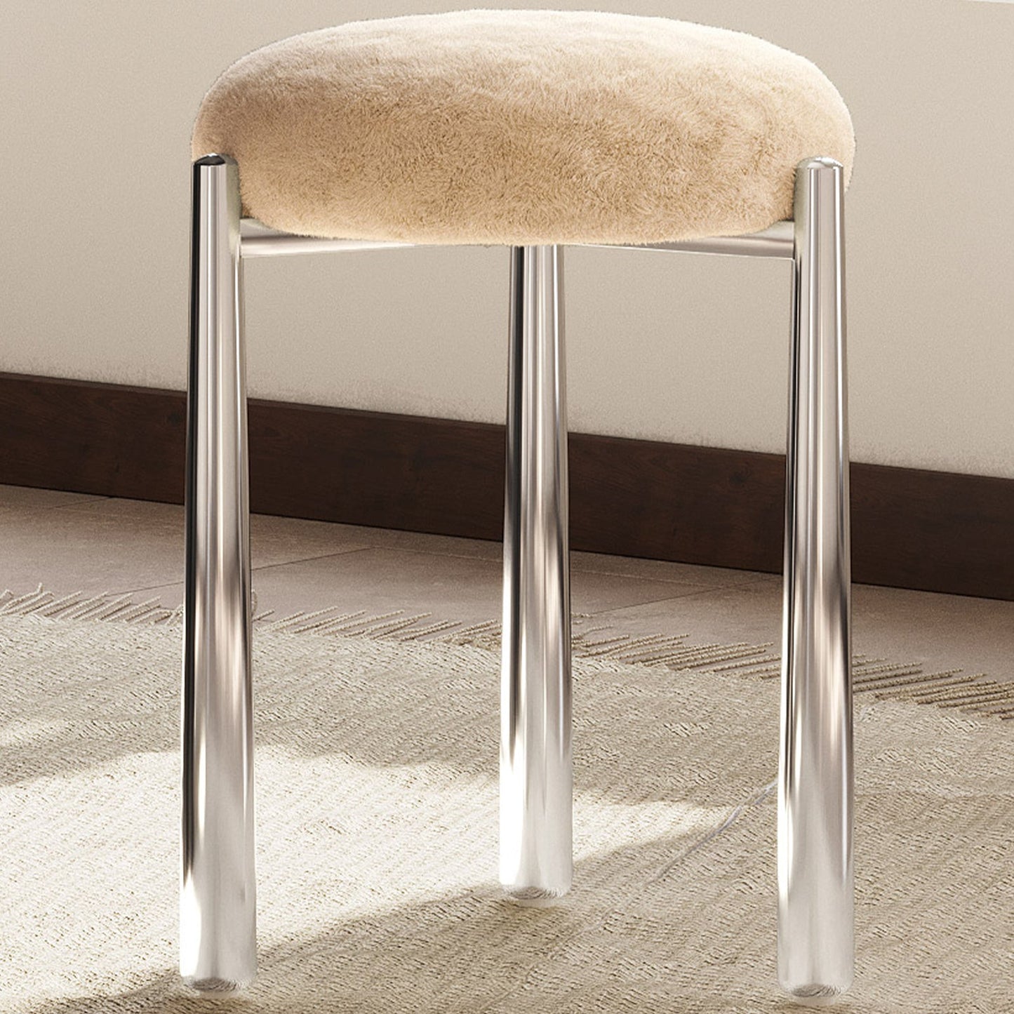 Guyii 4-Pack Light Brown Velvet Dining Chairs Set, Modern Vanity Stool