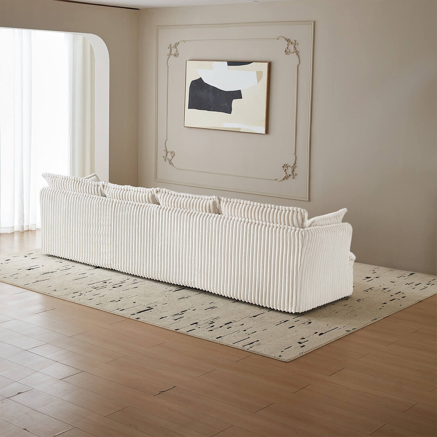 Guyii Oversized 4-Seater Sofa, Extra-Wide Convertible Sofa with 4 Pillows
