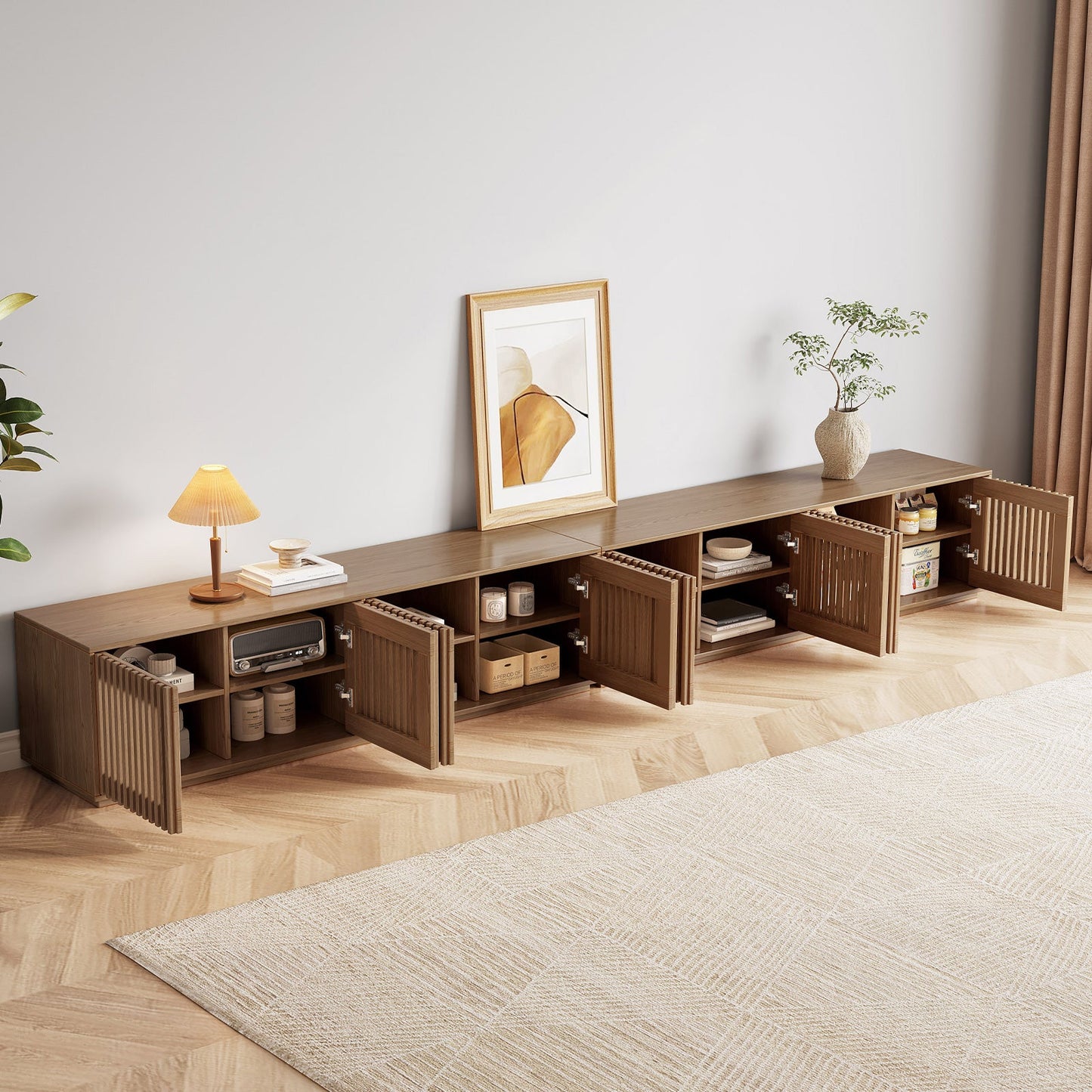 Guyii Modern TV Stand, Entertainment Center for 55/60 Inch TV with Storage, Media Console