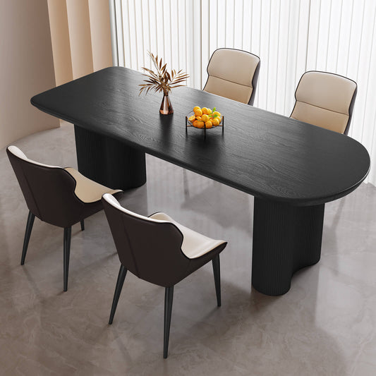 Guyii 70.86" Black Rectangular Dining Table Set with 4 Chairs, Modern Kitchen Table Set