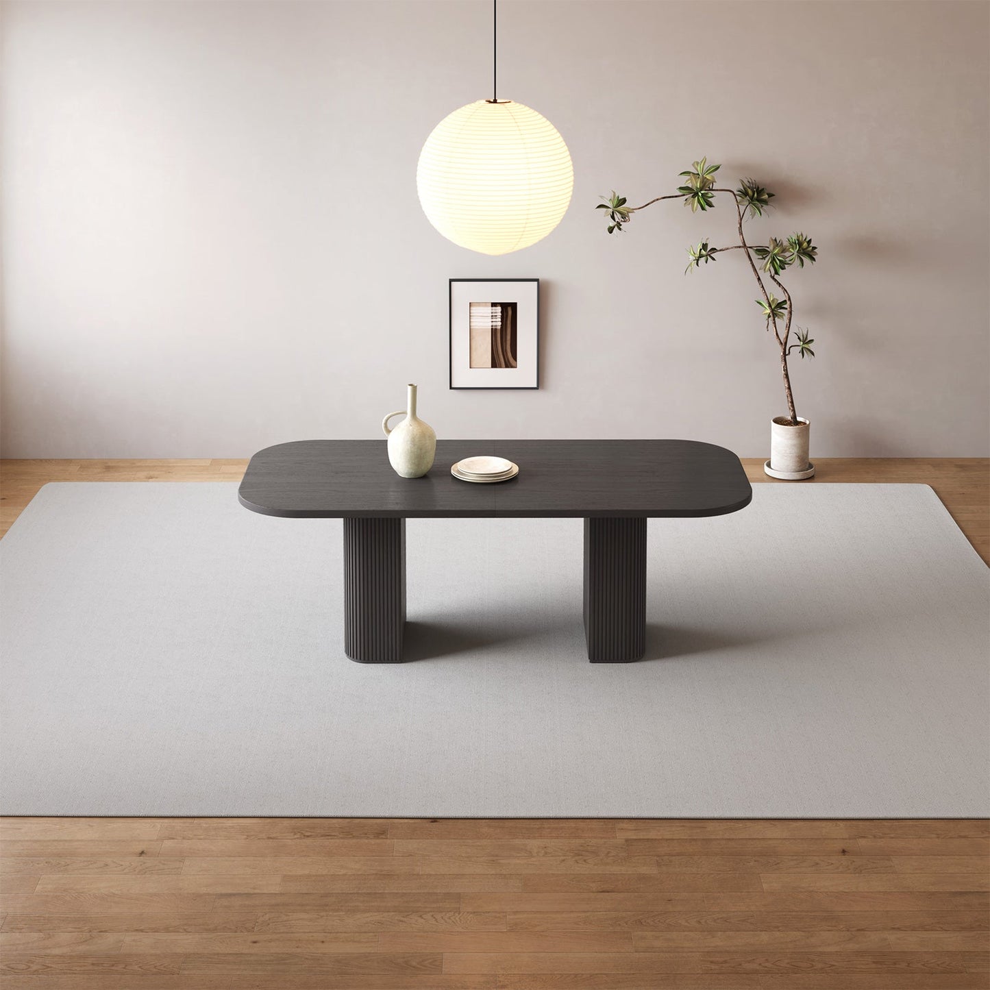 Guyii 65" Rectangular Farmhouse Dining Table for 4–6, Large Black Kitchen Table for Dining Room, Living Room