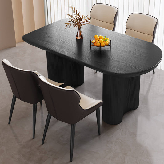 Guyii 55.11" Black Rectangular Dining Table Set with 4 Chairs, Modern Kitchen Table Set