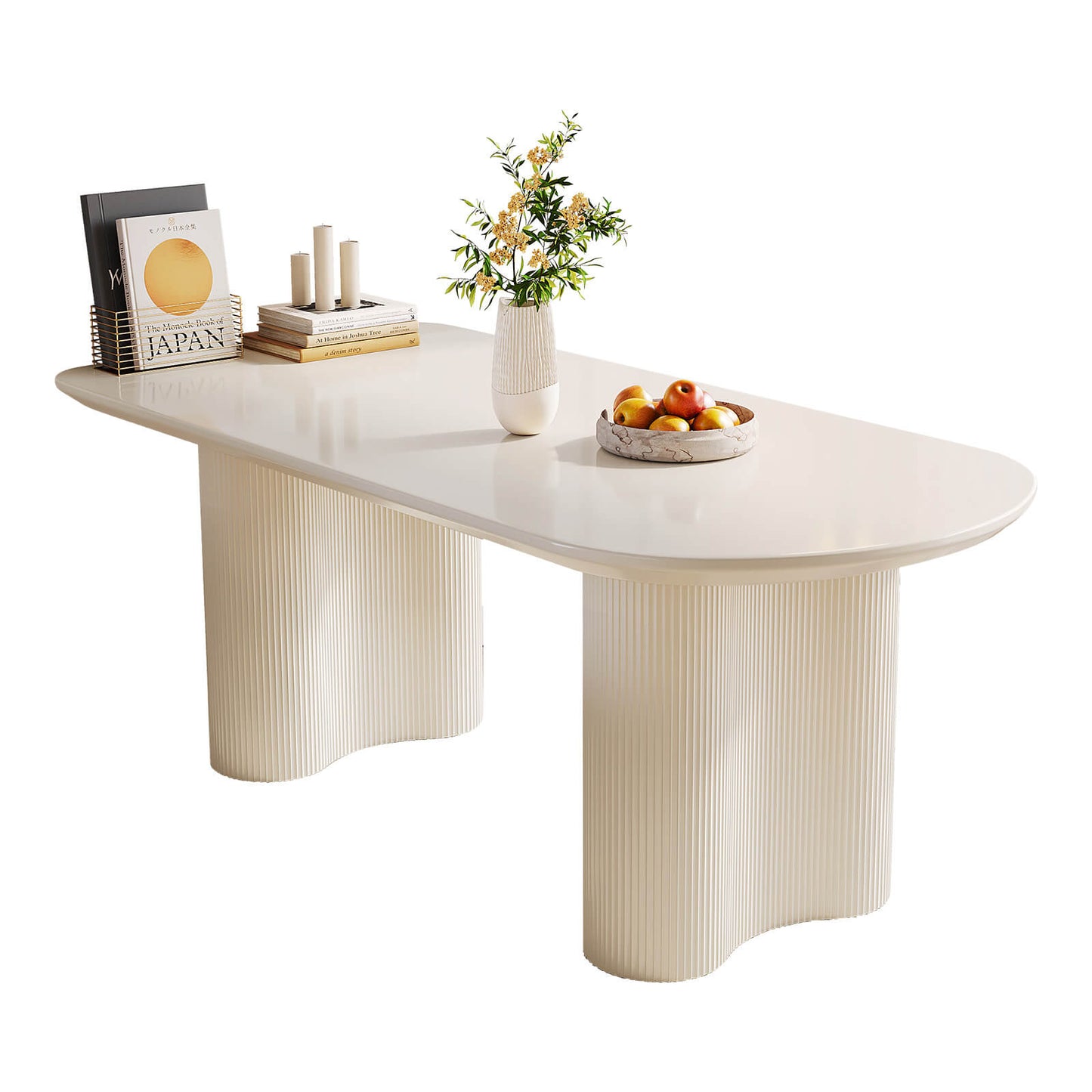 Guyii 62.99" White Dining Table Set with 4 Chairs, Modern Kitchen Table Set