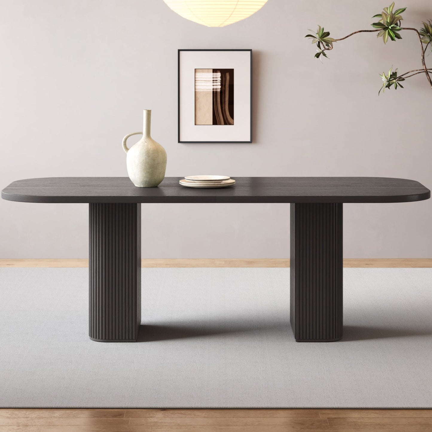 Guyii 65" Rectangular Farmhouse Dining Table for 4–6, Large Black Kitchen Table for Dining Room, Living Room