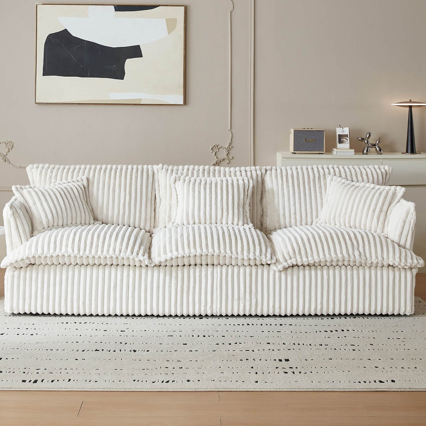 Guyii Oversized 3-Seater Sofa, Extra-Wide Convertible Sofa with 3 Pillows