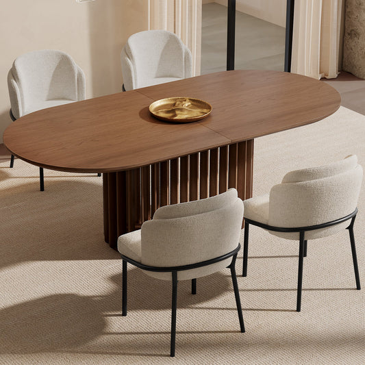 GUYII Modern Farmhouse Large Dining Set, Mid-Century Table & 4-8 Comfortable Chairs
