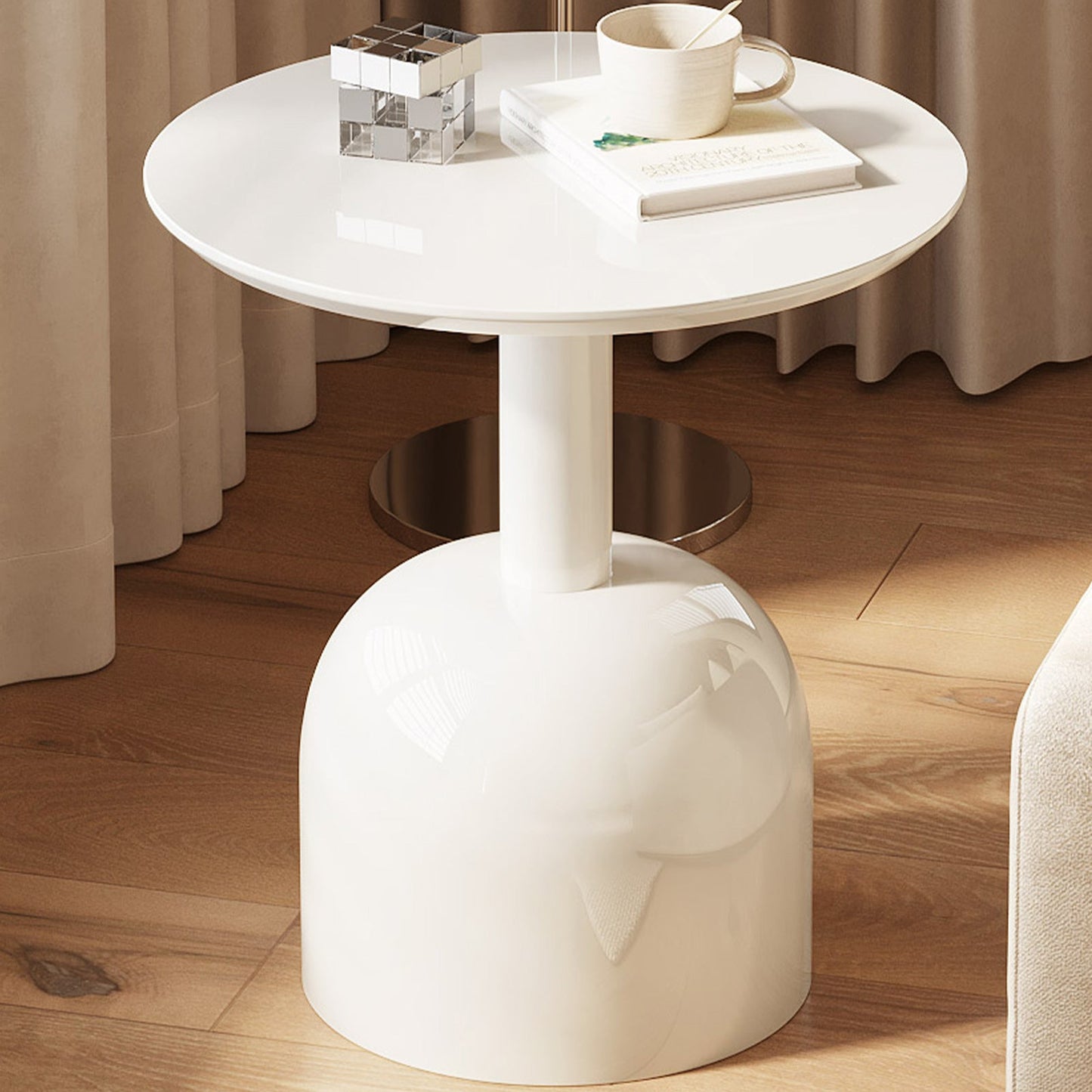 Guyii 24.8" Modern Round Side Table – Small Accent Table for Small Spaces, Living Room, Bedroom, or Entryway