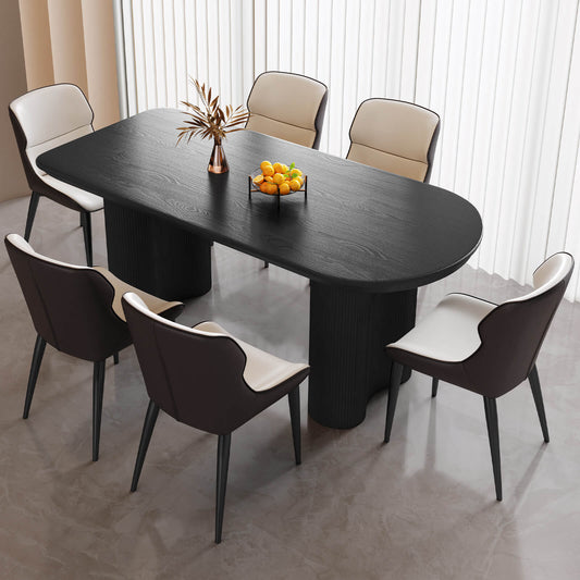 Guyii 62.99" Black Rectangular Dining Table Set with 6 Chairs, Modern Kitchen Table Set