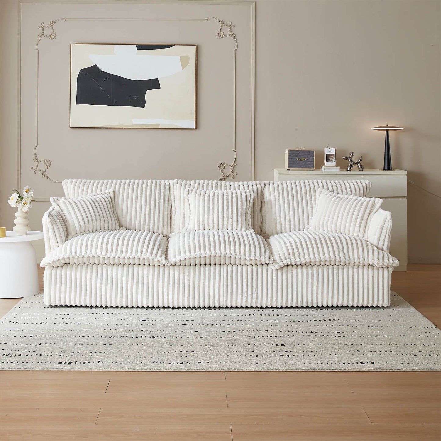 Guyii Oversized 3-Seater Sofa, Extra-Wide Convertible Sofa with 3 Pillows