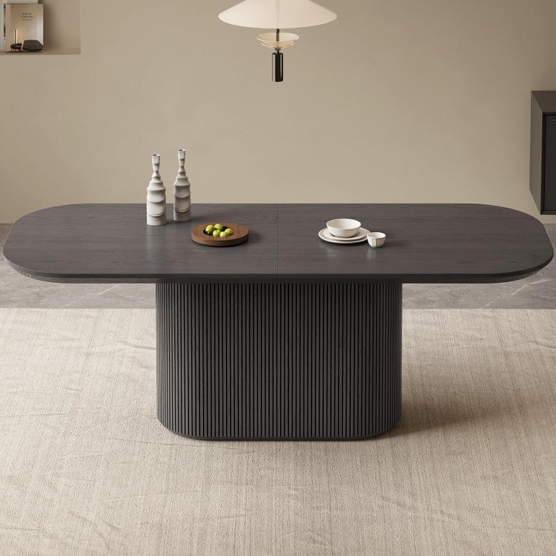 Guyii 63"-86" Black Oval Dining Table, Modern Kitchen Table for Dining Room