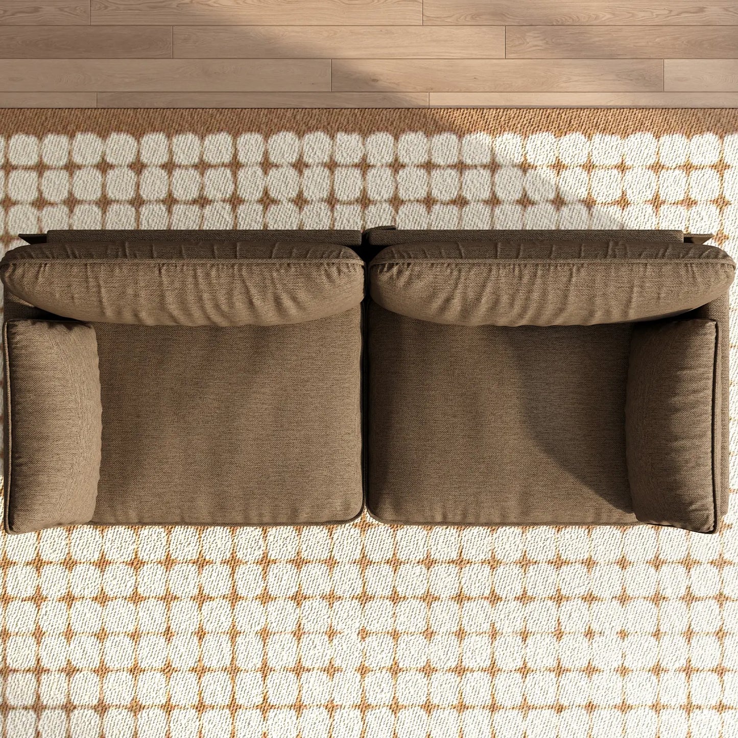Guyii 82.6" Brown Loveseat Couche for Living Room, Deep Seat Couch with Deep Seat