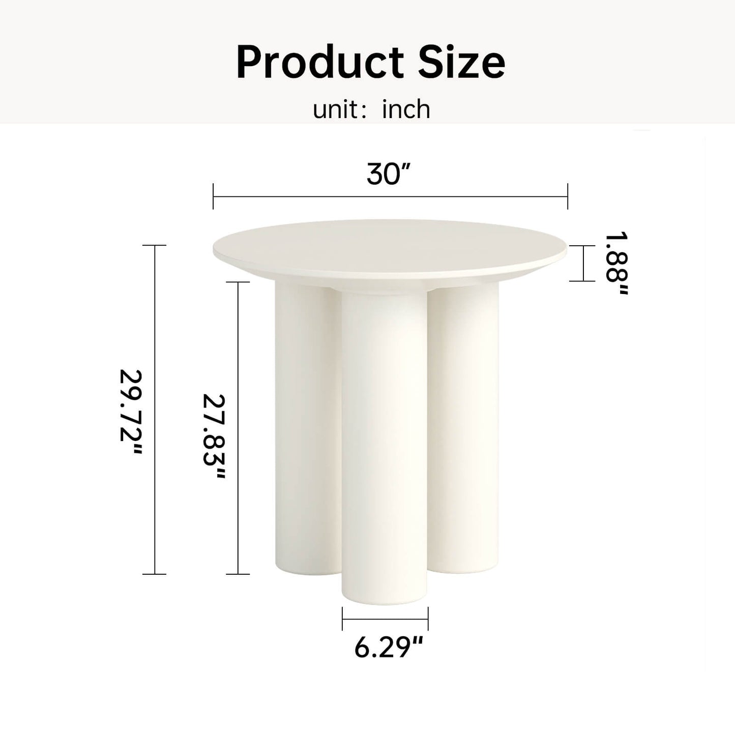 Guyii 30" Cream White Dining Table, Modern Round Kitchen Table | L5294-DE