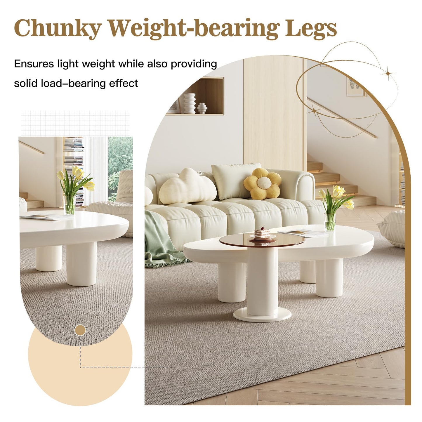 Guyii Nesting Coffee Table, 2-in-1 Modern Coffee Table, Triangle Coffee Table and Small Round Side Table L1740-UK