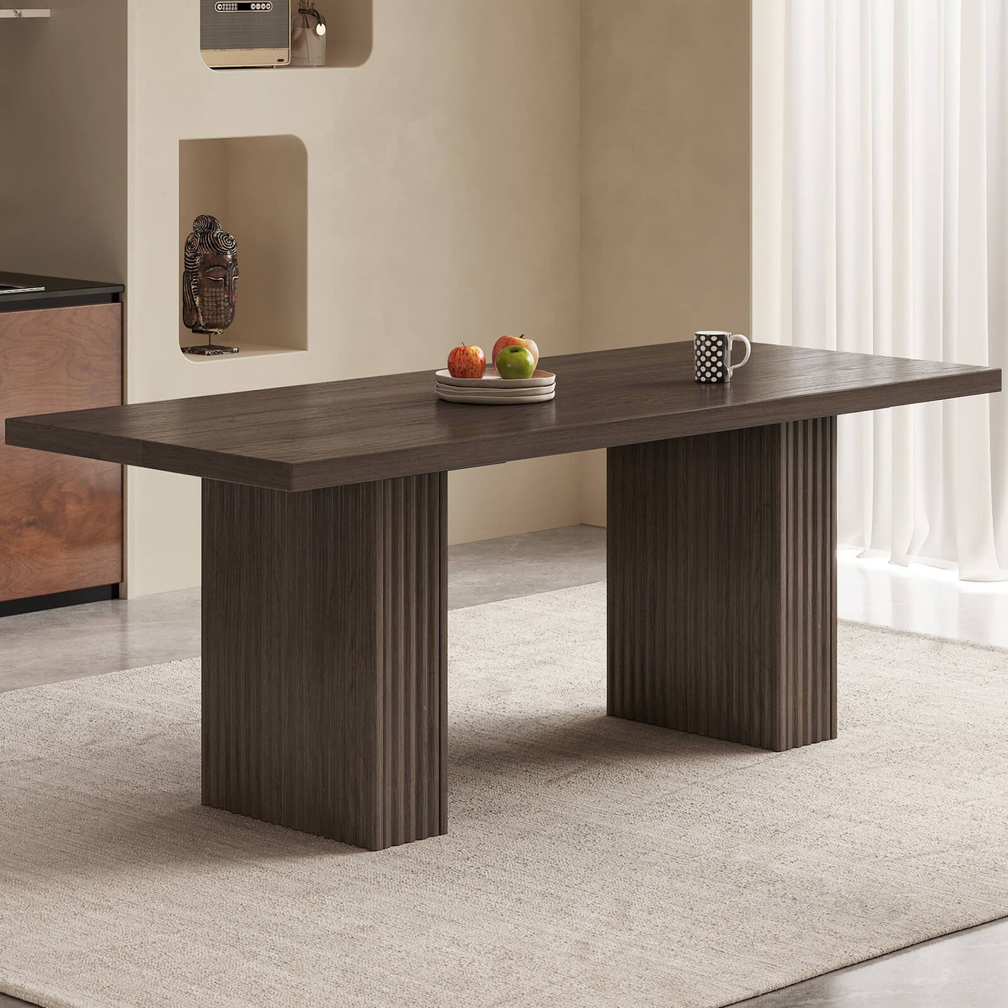 Guyii Modern Farmhouse Kitchen Table - 66.93" Rectangular Dining Table