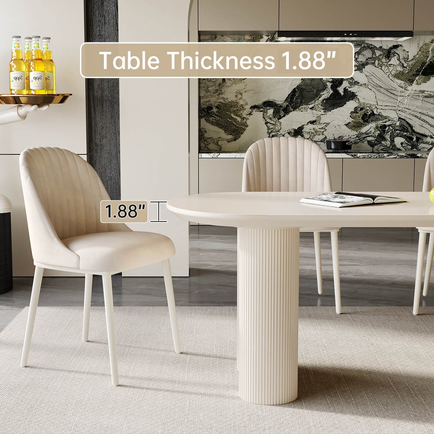Guyii 70.87" White Dining Table Set with 8 Chairs, Modern Kitchen Table Set