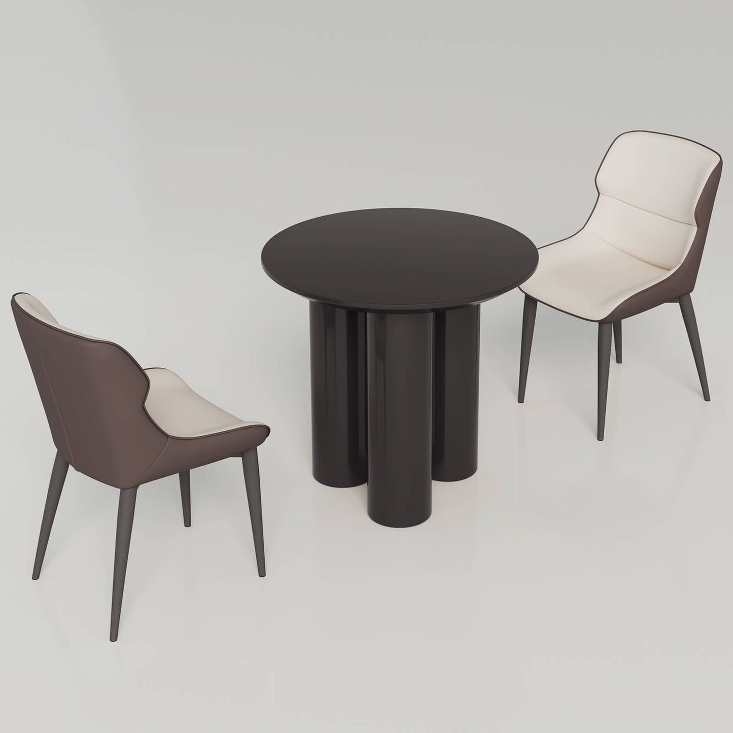 Guyii 30" Black Dining Table Set with 2 Chairs, Modern Round Kitchen Table | L5294-DE