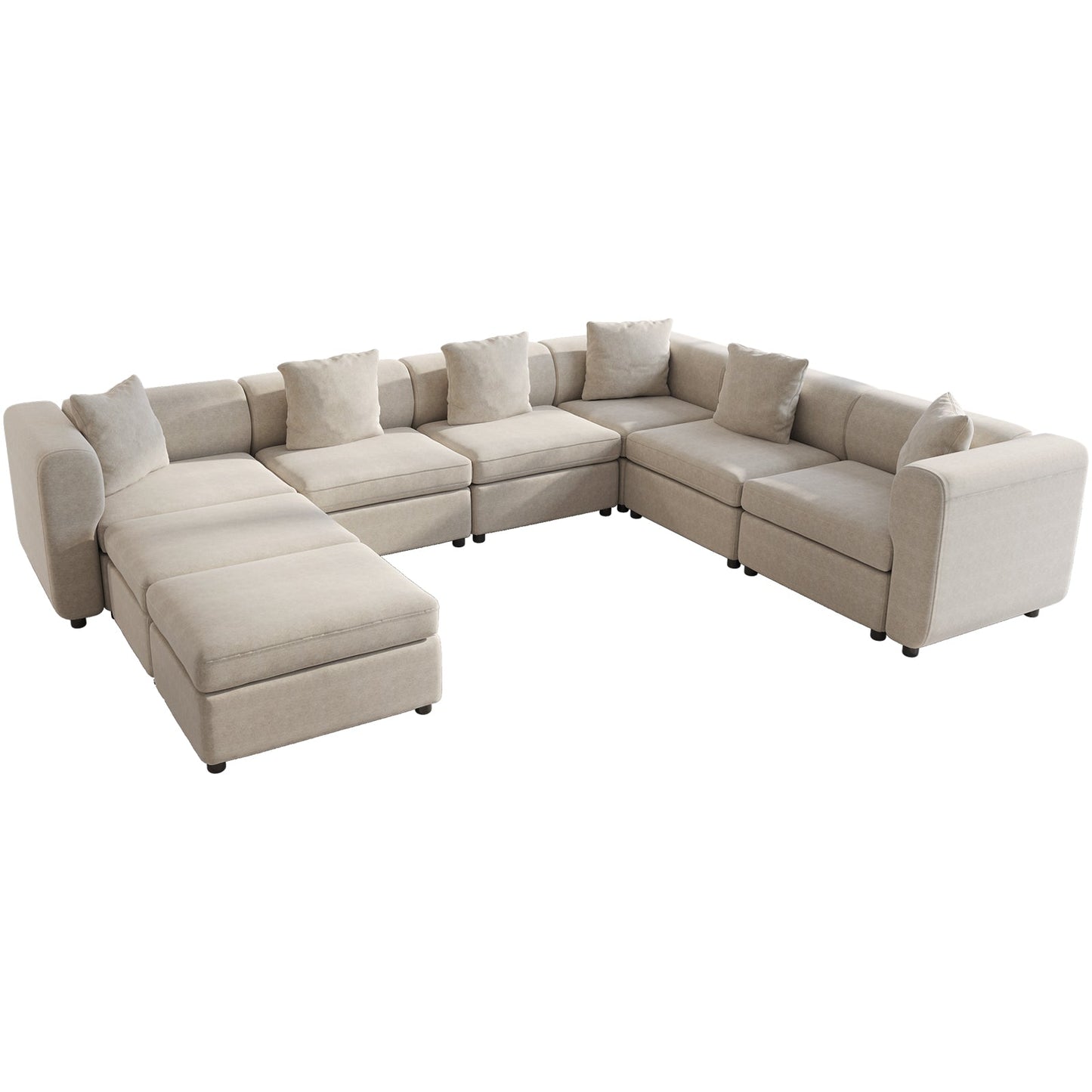 Guyii 4-9 Piece Velvet Sectional Sofa Couch, Convertible Sofa with Cushions