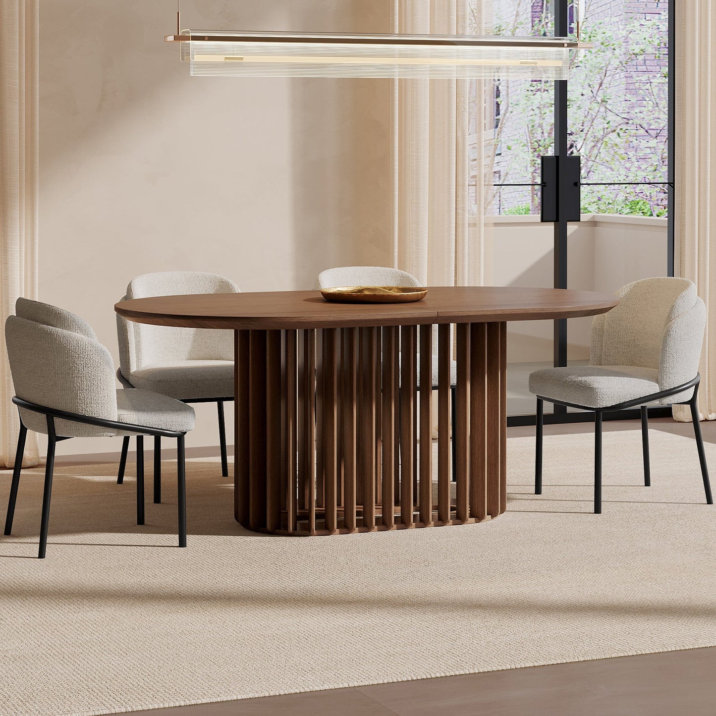 Guyii Dark Walnut Oval Dining Table 78″ – Modern Farmhouse Table for 4–8 People, Table Only
