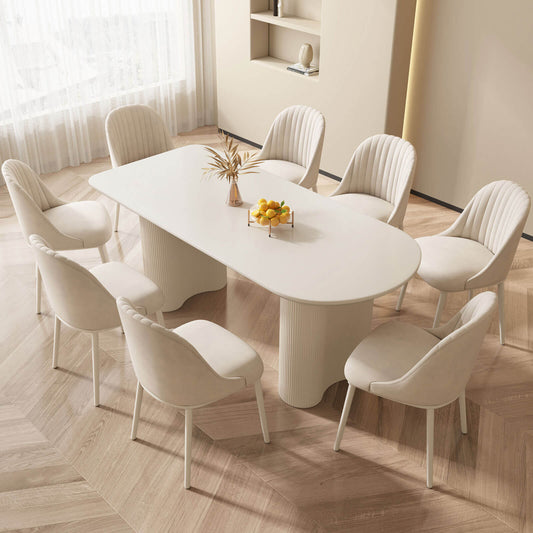 Guyii 70.87" White Dining Table Set with 8 Chairs, Modern Kitchen Table Set
