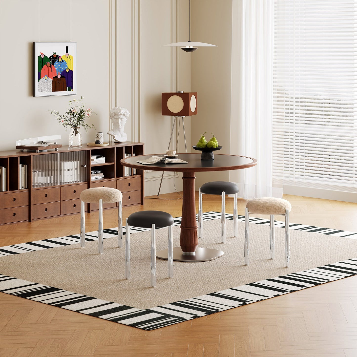 Guyii 4-Pack Light Brown Velvet Dining Chairs Set, Modern Vanity Stool