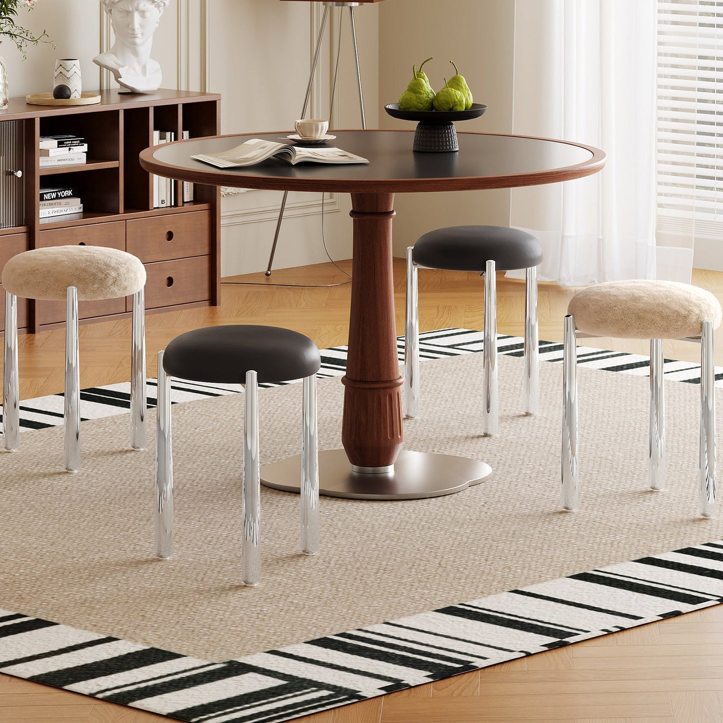 Guyii 4-Pack Light Brown Velvet Dining Chairs Set, Modern Vanity Stool