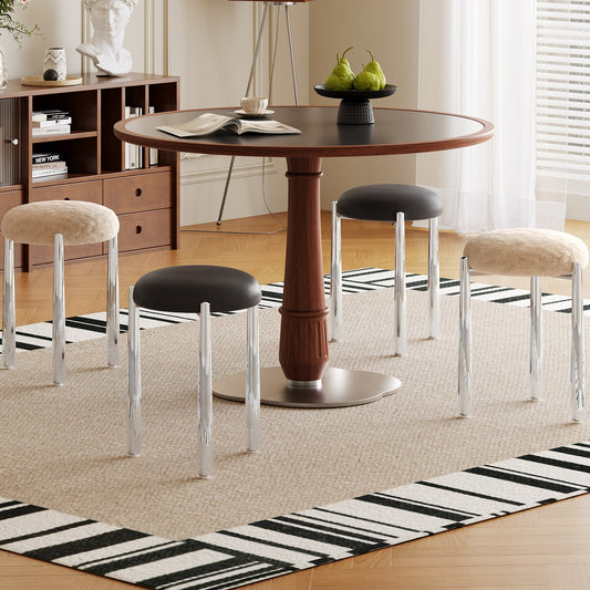 Guyii 4-Pack Light Brown Velvet Dining Chairs Set, Modern Vanity Stool