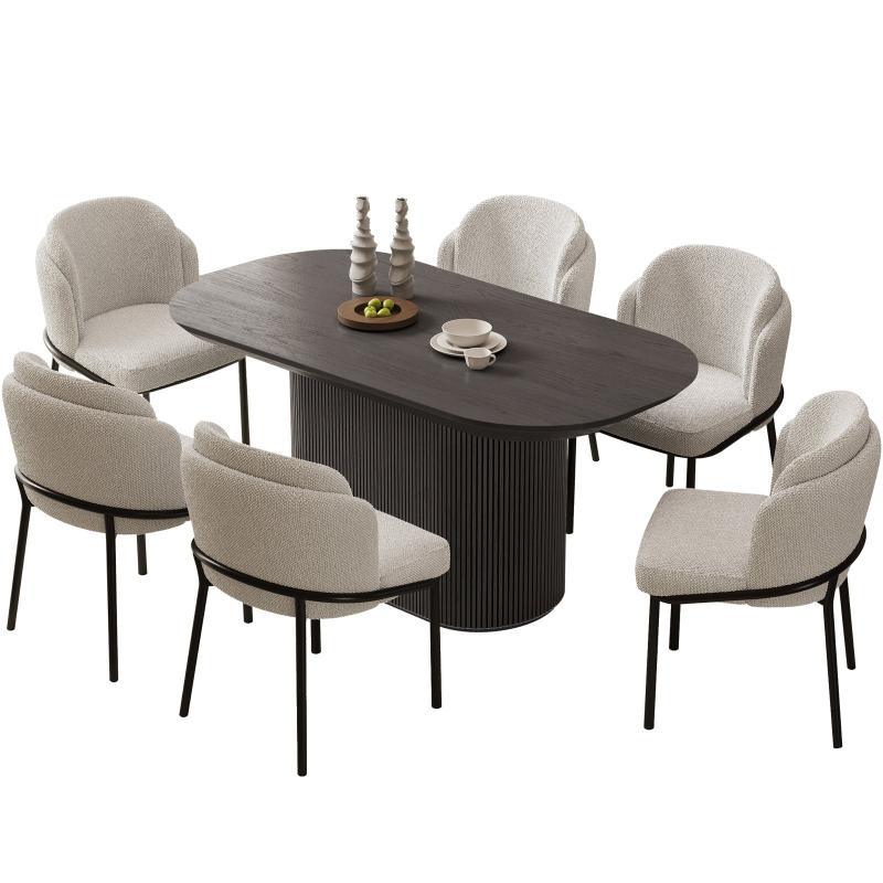 Guyii 63"-87" Black Oval Dining Table Set, Modern Kitchen Table with 4-8 Chairs