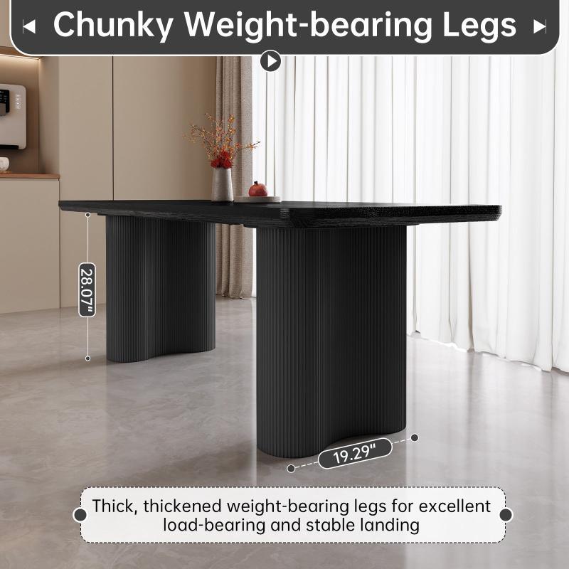 Guyii 63"-79" Black Rectangle Dining Table, Modern Kitchen Table for Dining Room