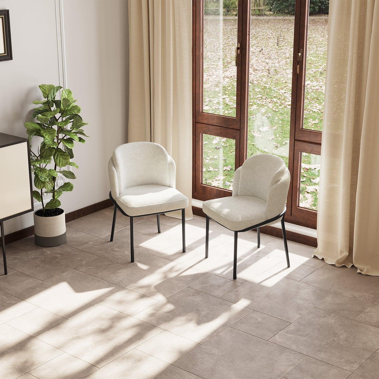 Guyii Dining Chairs Set of 2-6, Modern Fabric Dinner Chairs, Dining Room Kitchen Chairs with Metal Legs