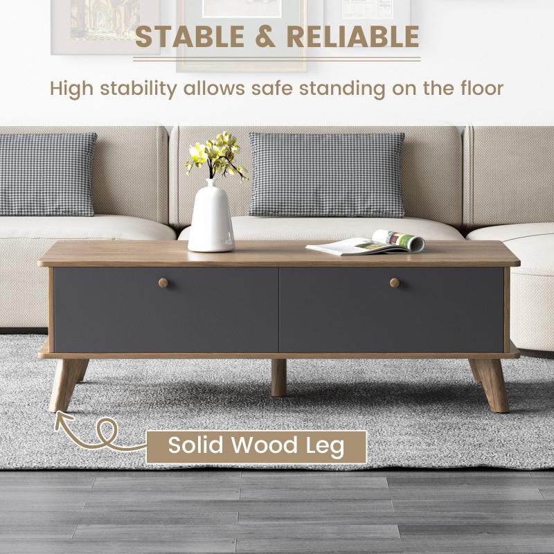 Guyii Coffee Table with Storage Drawer, Mid-Century Modern Tea Table for Living Room