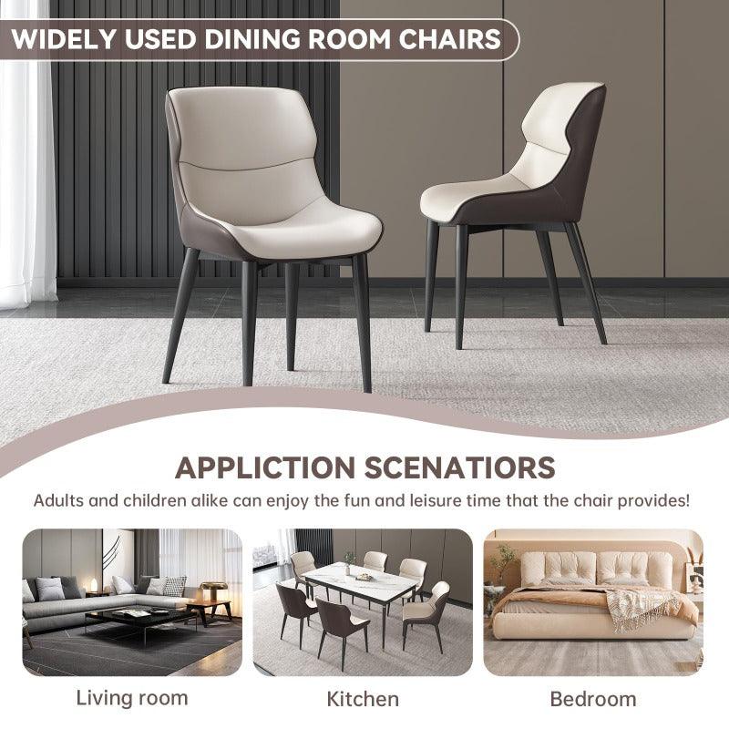 Guyii 2-Pack Ergonomic Dining Chairs, Modern PU Leather Upholstered Metel Legs