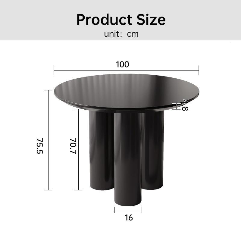 Guyii 30"-46" Black Round Dining Table, Modern White Kitchen Table for 4-6 People