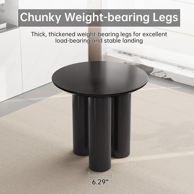 Guyii 30"-46" Black Round Dining Table, Modern White Kitchen Table for 4-6 People