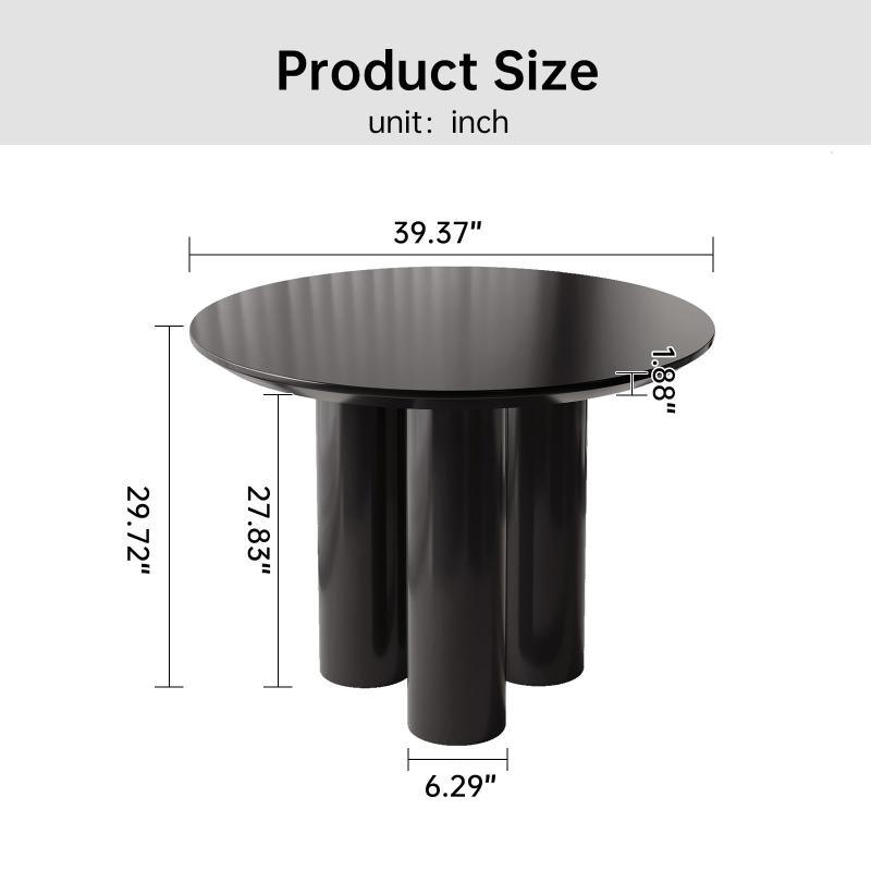 Guyii 30"-46" Black Round Dining Table, Modern White Kitchen Table for 4-6 People