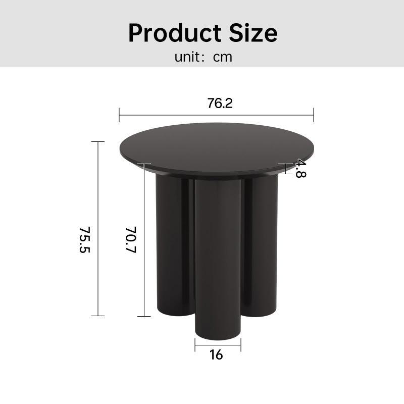 Guyii 30"-46" Black Round Dining Table, Modern White Kitchen Table for 4-6 People