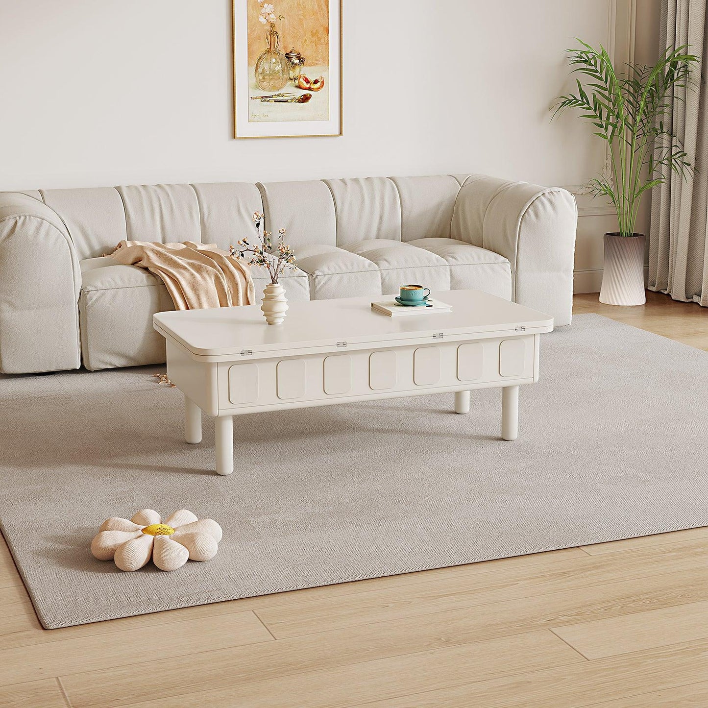 Guyii Extendable Coffee Table, 3-in-1 Multifunctional Lift Top Center Table