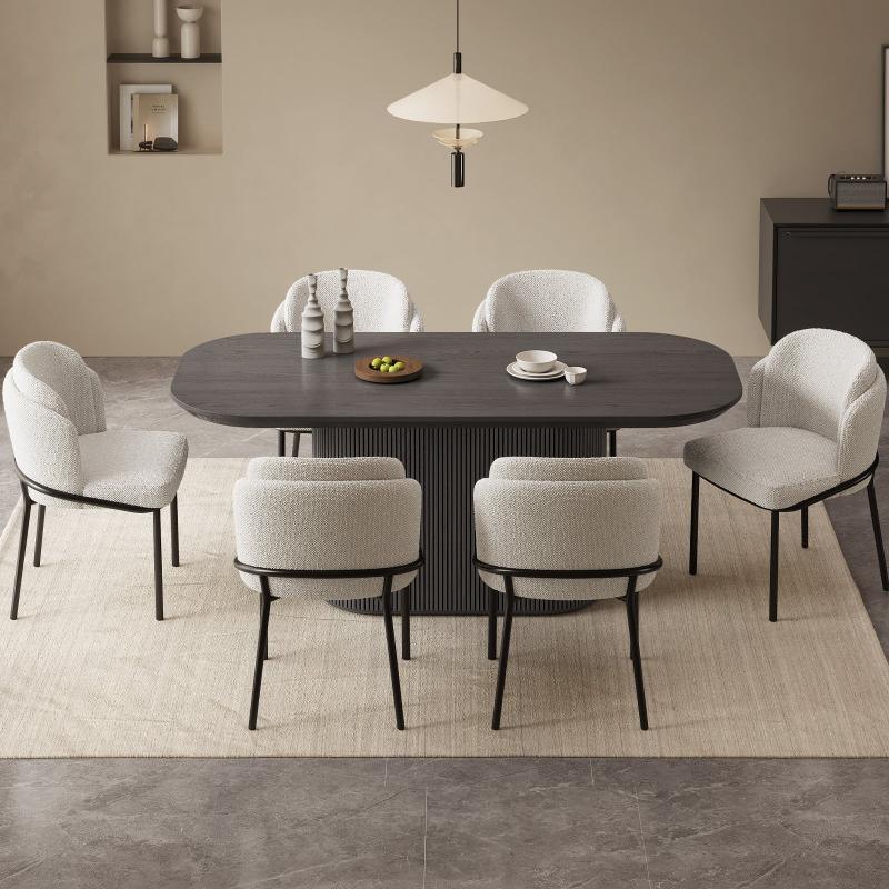 Guyii 63"-87" Black Oval Dining Table Set, Modern Kitchen Table with 4-8 Chairs