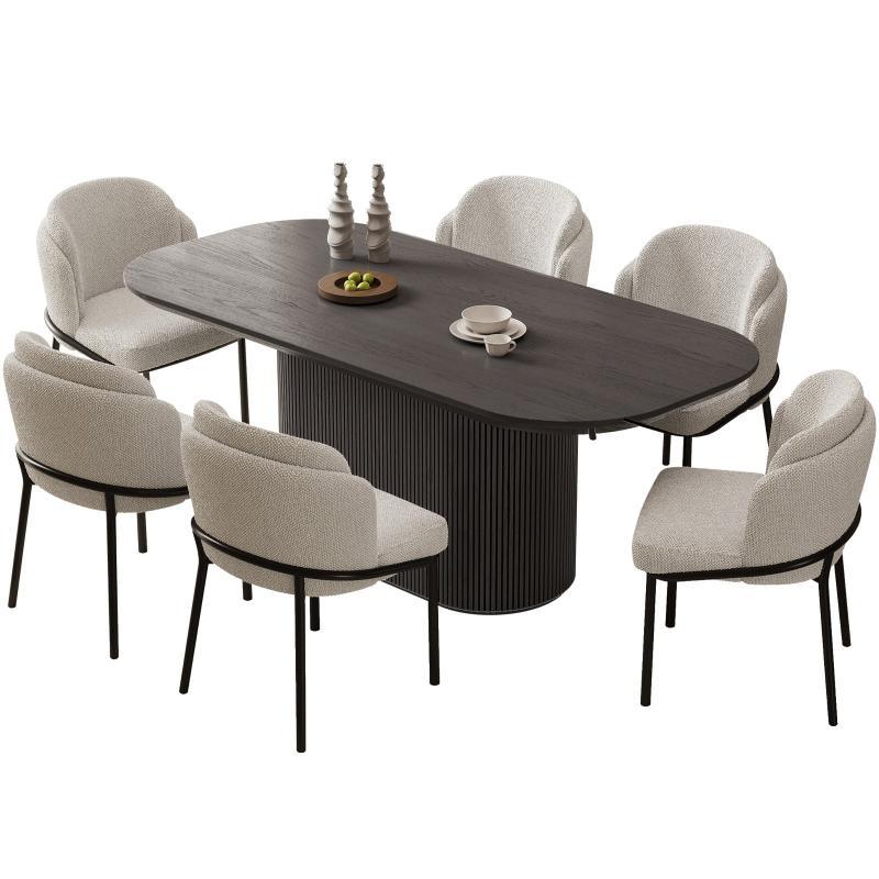 Guyii 63"-87" Black Oval Dining Table Set, Modern Kitchen Table with 4-8 Chairs