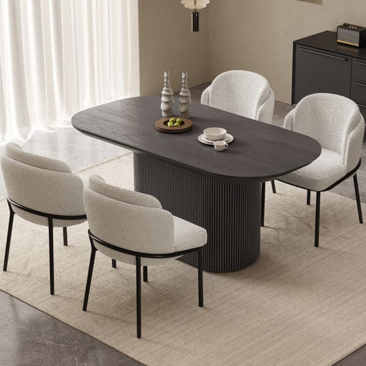 Guyii 63"-87" Black Oval Dining Table Set, Modern Kitchen Table with 4-8 Chairs