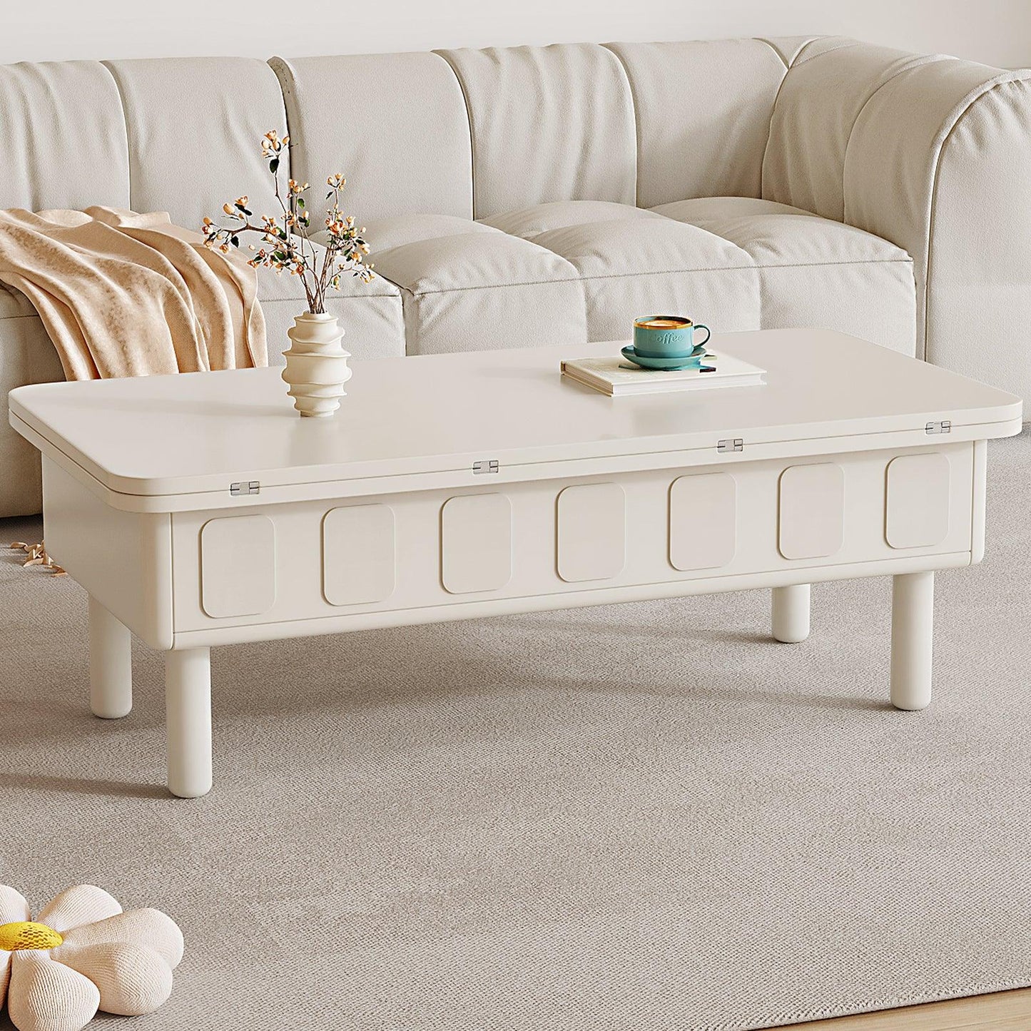 Guyii Extendable Coffee Table, 3-in-1 Multifunctional Lift Top Center Table