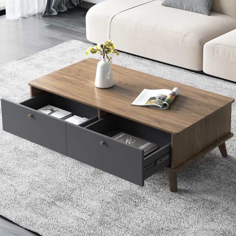 Guyii Coffee Table with Storage Drawer, Mid-Century Modern Tea Table for Living Room