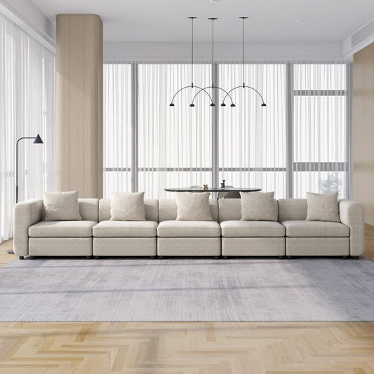 Guyii Velvet Sectional Sofa, Modern Oversized 2-5 Seat Sofa with Pillow (No Ottoman)